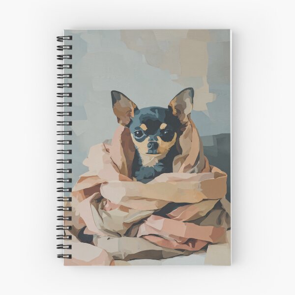 Item preview, Chihuahua in Blanket Art Print | Cozy Dog Portrait Painting | Flat Color Block Wall Art designed and sold by ThingsCatsDo.