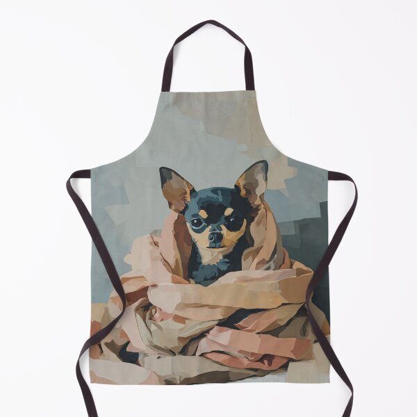 Item preview, Chihuahua in Blanket Art Print | Cozy Dog Portrait Painting | Flat Color Block Wall Art designed and sold by ThingsCatsDo.
