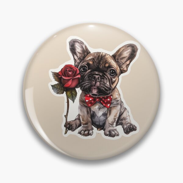 Item preview, Frenchie Puppy Holding a Red Rose designed and sold by Erika Kaisersot.