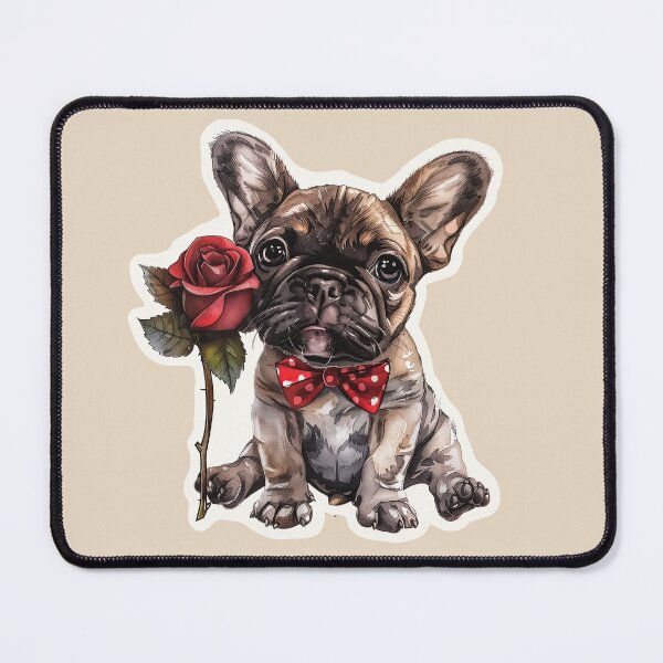 Item preview, Frenchie Puppy Holding a Red Rose designed and sold by Erika Kaisersot.