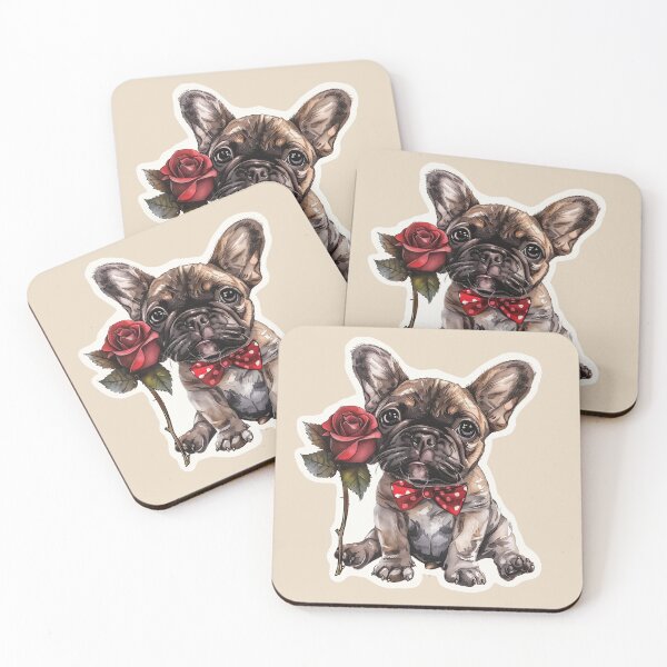 Item preview, Frenchie Puppy Holding a Red Rose designed and sold by Erika Kaisersot.