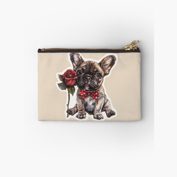 Item preview, Frenchie Puppy Holding a Red Rose designed and sold by Erika Kaisersot.