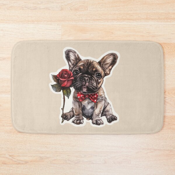 Item preview, Frenchie Puppy Holding a Red Rose designed and sold by Erika Kaisersot.