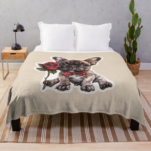 Item preview, Frenchie Puppy Holding a Red Rose designed and sold by Erika Kaisersot.