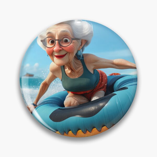 Item preview, Old woman riding a tube surfing designed and sold by Colin Bentham.