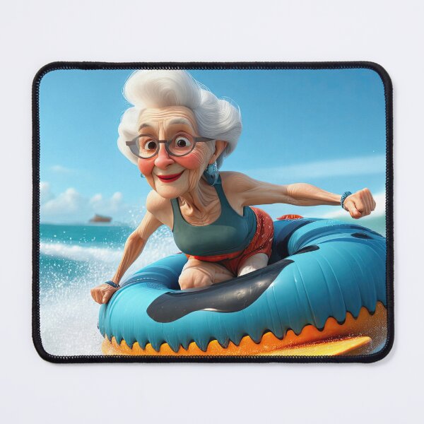 Item preview, Old woman riding a tube surfing designed and sold by Colin Bentham.