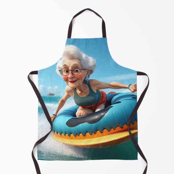 Item preview, Old woman riding a tube surfing designed and sold by Colin Bentham.