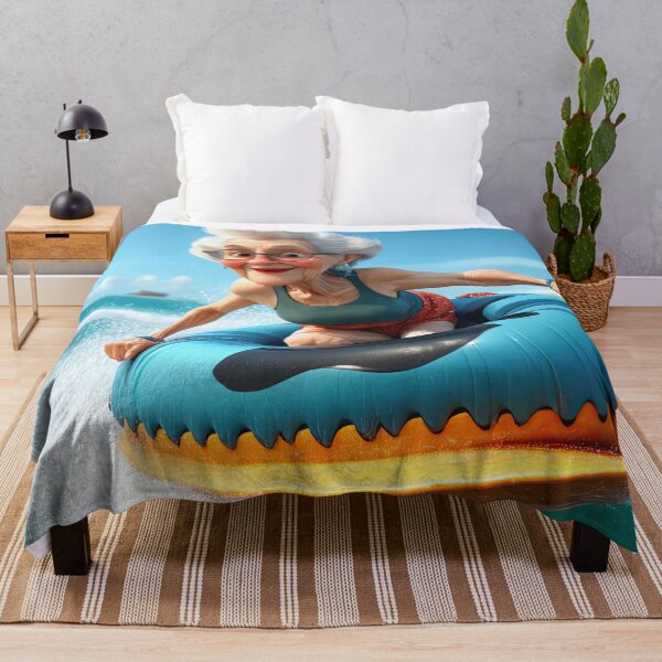 Item preview, Old woman riding a tube surfing designed and sold by Colin Bentham.