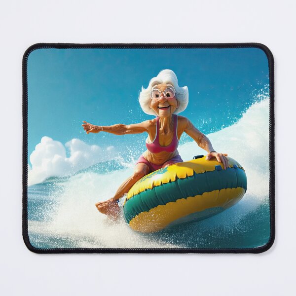 Item preview, Old woman riding a tube surfing designed and sold by Colin Bentham.