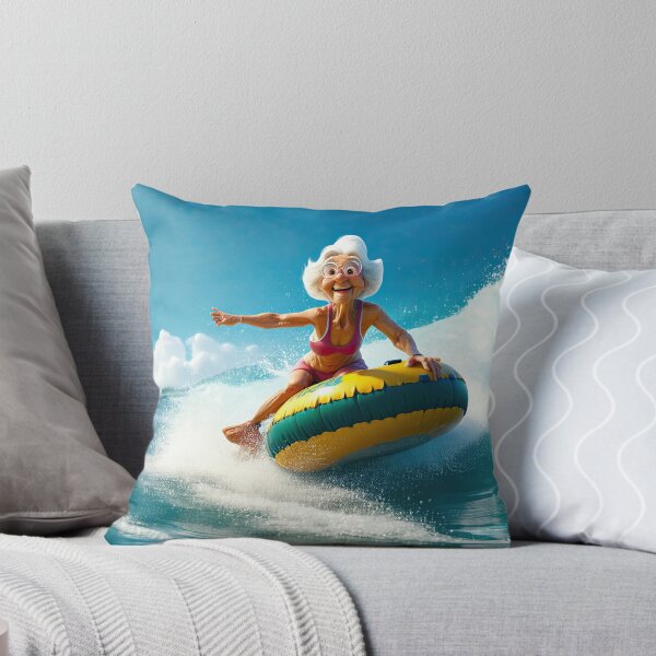 Item preview, Old woman riding a tube surfing designed and sold by Colin Bentham.