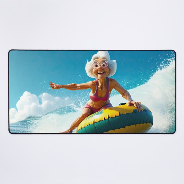 Item preview, Old woman riding a tube surfing designed and sold by Colin Bentham.