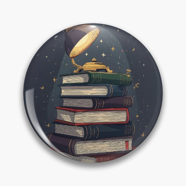 Item preview, Vintage Book Stack with Reading Lamp Under Starry Night designed and sold by Evergreen Horizon Works.