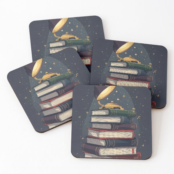 Item preview, Vintage Book Stack with Reading Lamp Under Starry Night designed and sold by Evergreen Horizon Works.