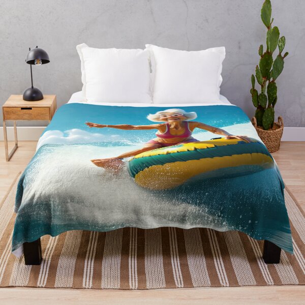 Item preview, Old woman riding a tube surfing designed and sold by Colin Bentham.