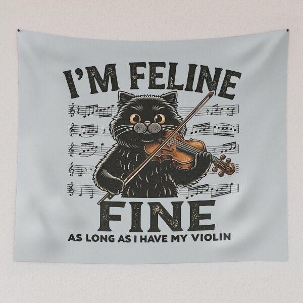 Item preview, Black Cat Plays The Violin = Violin Quotes designed and sold by Art-Arcade6.