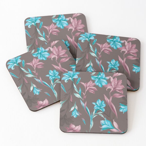 Item preview, Blush Aqua Lily Pattern designed and sold by imaniko.