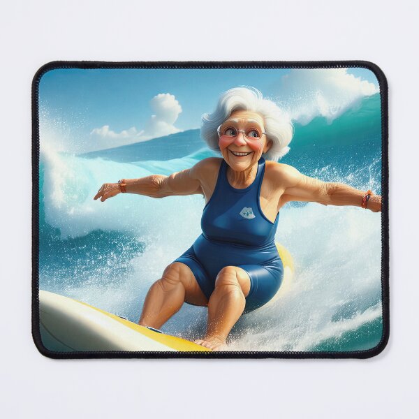 Item preview, Old woman riding a tube surfing designed and sold by Colin Bentham.