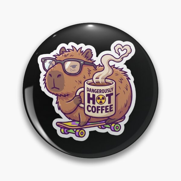 Item preview, Funny Capybara Sticker Dangerously Hot Coffee designed and sold by Oommen Studio .
