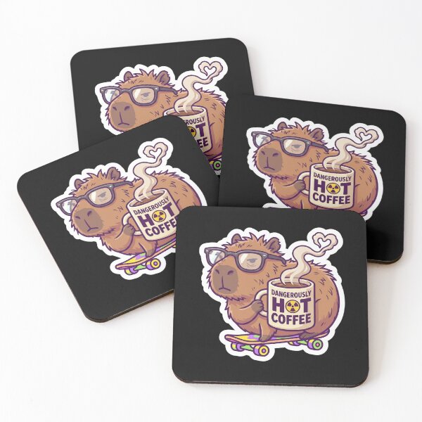 Item preview, Funny Capybara Sticker Dangerously Hot Coffee designed and sold by Oommen Studio .