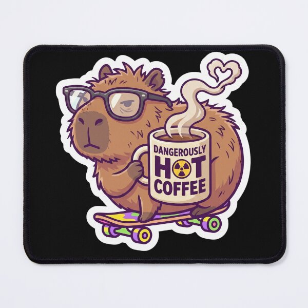 Item preview, Funny Capybara Sticker Dangerously Hot Coffee designed and sold by Oommen Studio .