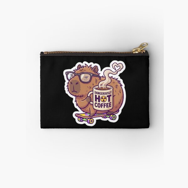 Item preview, Funny Capybara Sticker Dangerously Hot Coffee designed and sold by Oommen Studio .