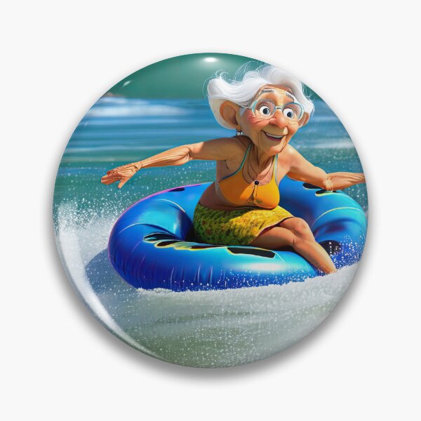 Item preview, Old woman riding a tube surfing designed and sold by Colin Bentham.