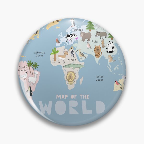 Item preview, World Map Illustration with Animals, Continents and Oceans designed and sold by Carla Daly.