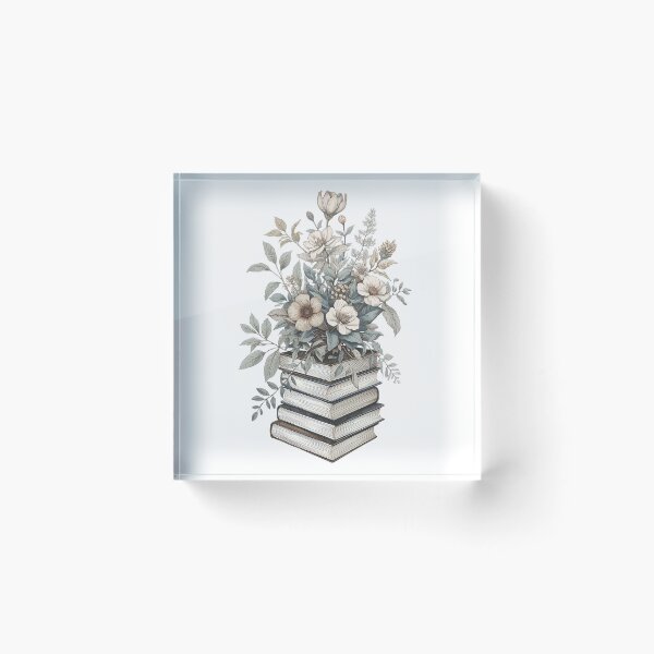 Item preview, Vintage Floral Book Stack Botanical Library Illustration designed and sold by Evergreen Horizon Works.