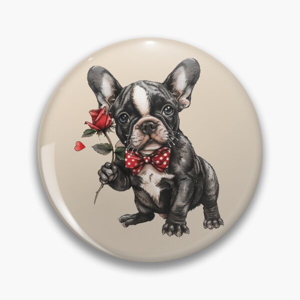 Item preview, Romantic French Bulldog with Red Rose designed and sold by Erika Kaisersot.