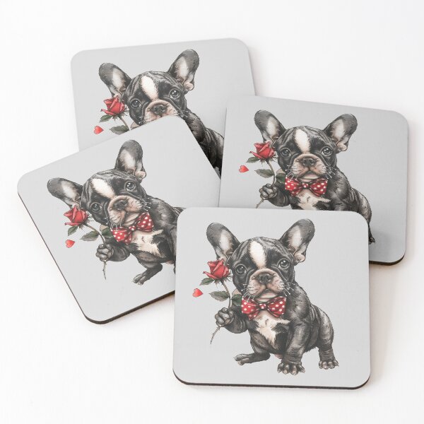 Item preview, Romantic French Bulldog with Red Rose designed and sold by Erika Kaisersot.
