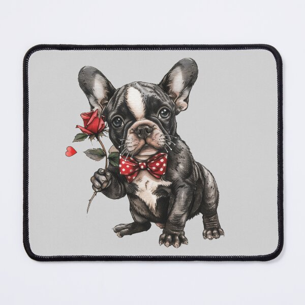 Item preview, Romantic French Bulldog with Red Rose designed and sold by Erika Kaisersot.