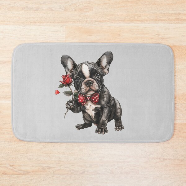 Item preview, Romantic French Bulldog with Red Rose designed and sold by Erika Kaisersot.