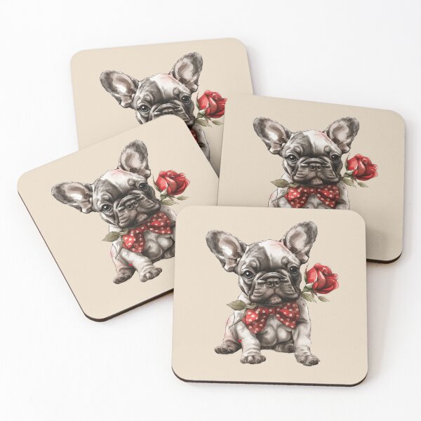 Item preview, Frenchie with Polka Dot Bow Tie and Red Rose designed and sold by Erika Kaisersot.