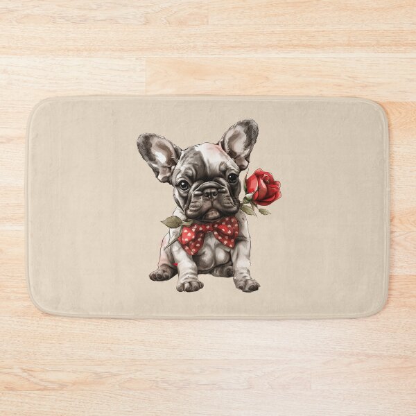 Item preview, Frenchie with Polka Dot Bow Tie and Red Rose designed and sold by Erika Kaisersot.