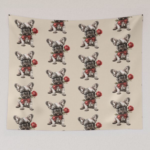 Item preview, Frenchie with Polka Dot Bow Tie and Red Rose designed and sold by Erika Kaisersot.