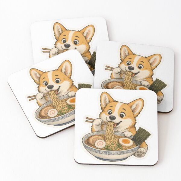 Item preview, Kawaii Corgi Eating Ramen Noodles designed and sold by Sepia soul.