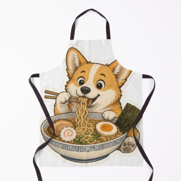 Item preview, Kawaii Corgi Eating Ramen Noodles designed and sold by Sepia soul.