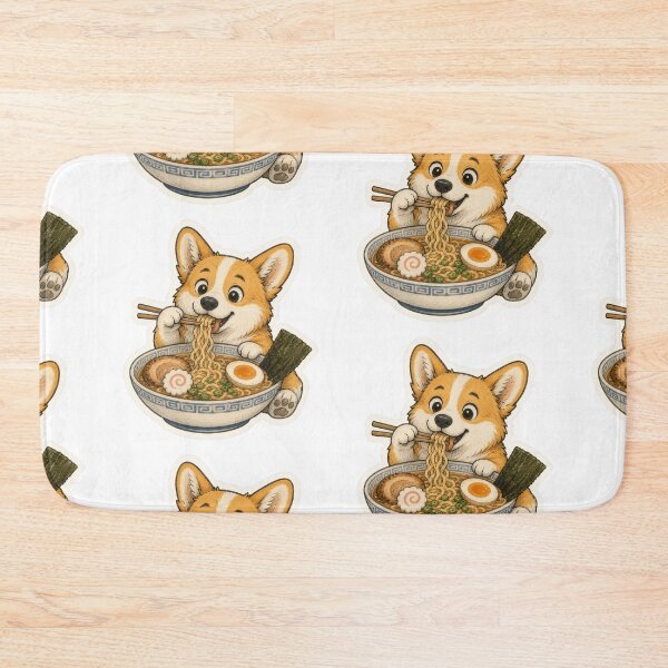 Item preview, Kawaii Corgi Eating Ramen Noodles designed and sold by Sepia soul.
