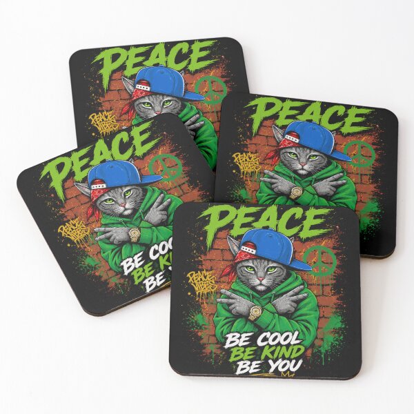 Item preview, Street Peace Cat Graffiti | Be Cool Be Kind Be You designed and sold by ArtoryNest.