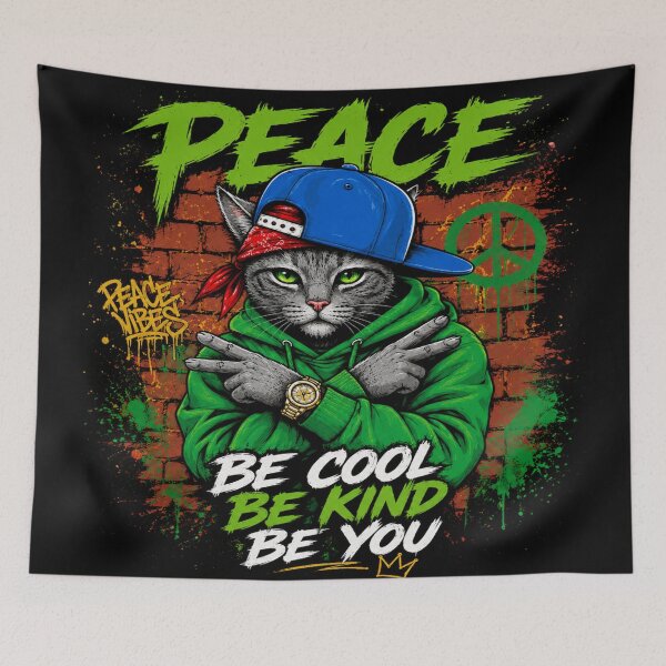 Item preview, Street Peace Cat Graffiti | Be Cool Be Kind Be You designed and sold by ArtoryNest.