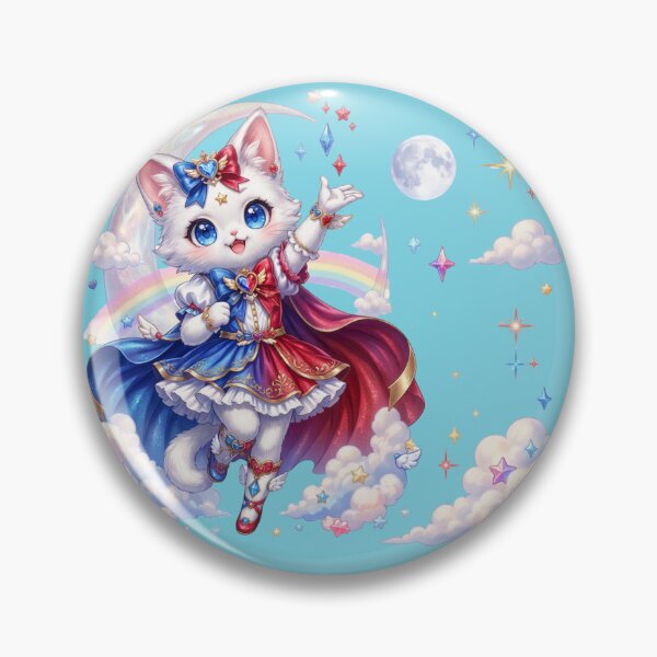 Item preview, Magical Girl Cat Chibi Red Blue Celestial Anime Style designed and sold by     NovaCraft.