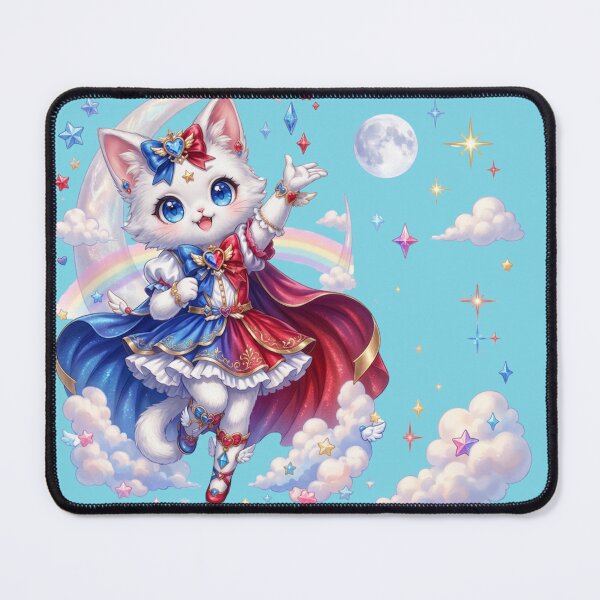 Item preview, Magical Girl Cat Chibi Red Blue Celestial Anime Style designed and sold by     NovaCraft.