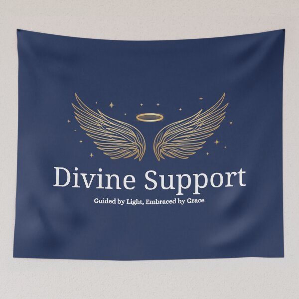 Item preview, Divine Support – Guided by Light, Embraced by Grace Spiritual Typography Design designed and sold by CosmicQuietLab.