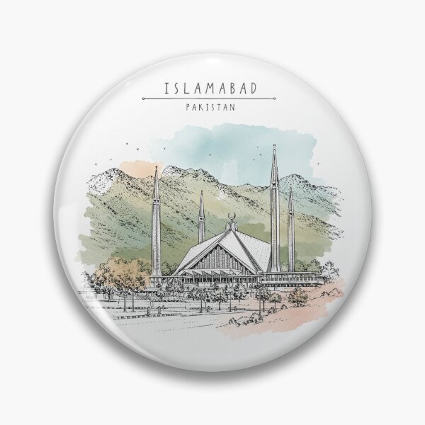 Item preview, Islamabad Pakistan Faisal Mosque Watercolor | Modern Islamic Architecture Travel Art Print designed and sold by Sketchbook Studio by Aqsaa.