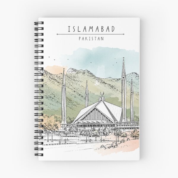 Item preview, Islamabad Pakistan Faisal Mosque Watercolor | Modern Islamic Architecture Travel Art Print designed and sold by Sketchbook Studio by Aqsaa.