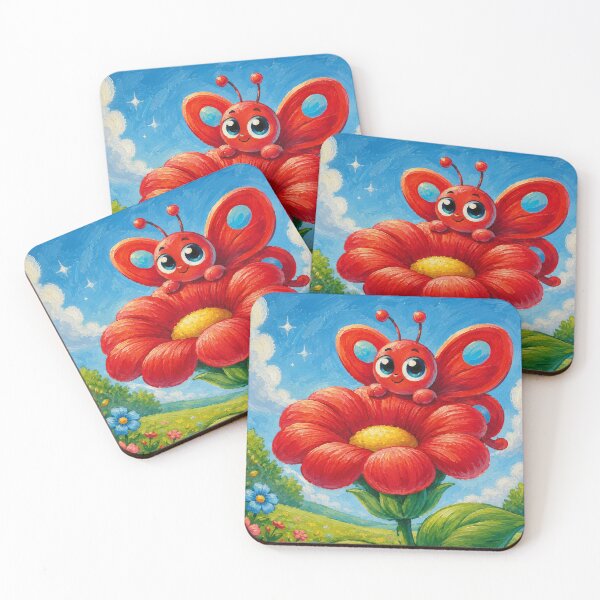 Item preview, Ruby Flutterby of Flutterby Meadow on red flower designed and sold by Nita Lesley Creates.
