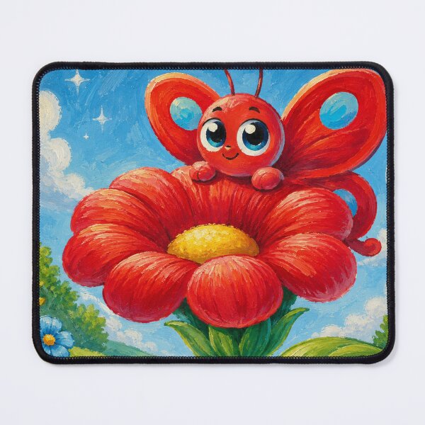 Item preview, Ruby Flutterby of Flutterby Meadow on red flower designed and sold by Nita Lesley Creates.