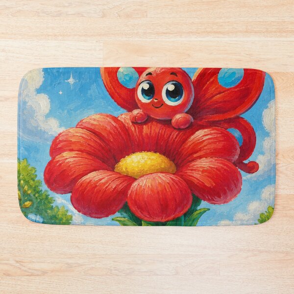 Item preview, Ruby Flutterby of Flutterby Meadow on red flower designed and sold by Nita Lesley Creates.