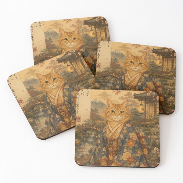 Item preview, Japanese inspired orange cat in a kimono designed and sold by *~*MagicCorner*~*.