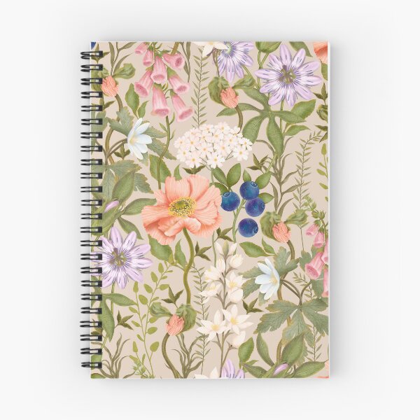 Item preview, Dense seamless botanical pattern on a soft beige background. designed and sold by Grin Katalina Floral Patterns & Cozy Art.